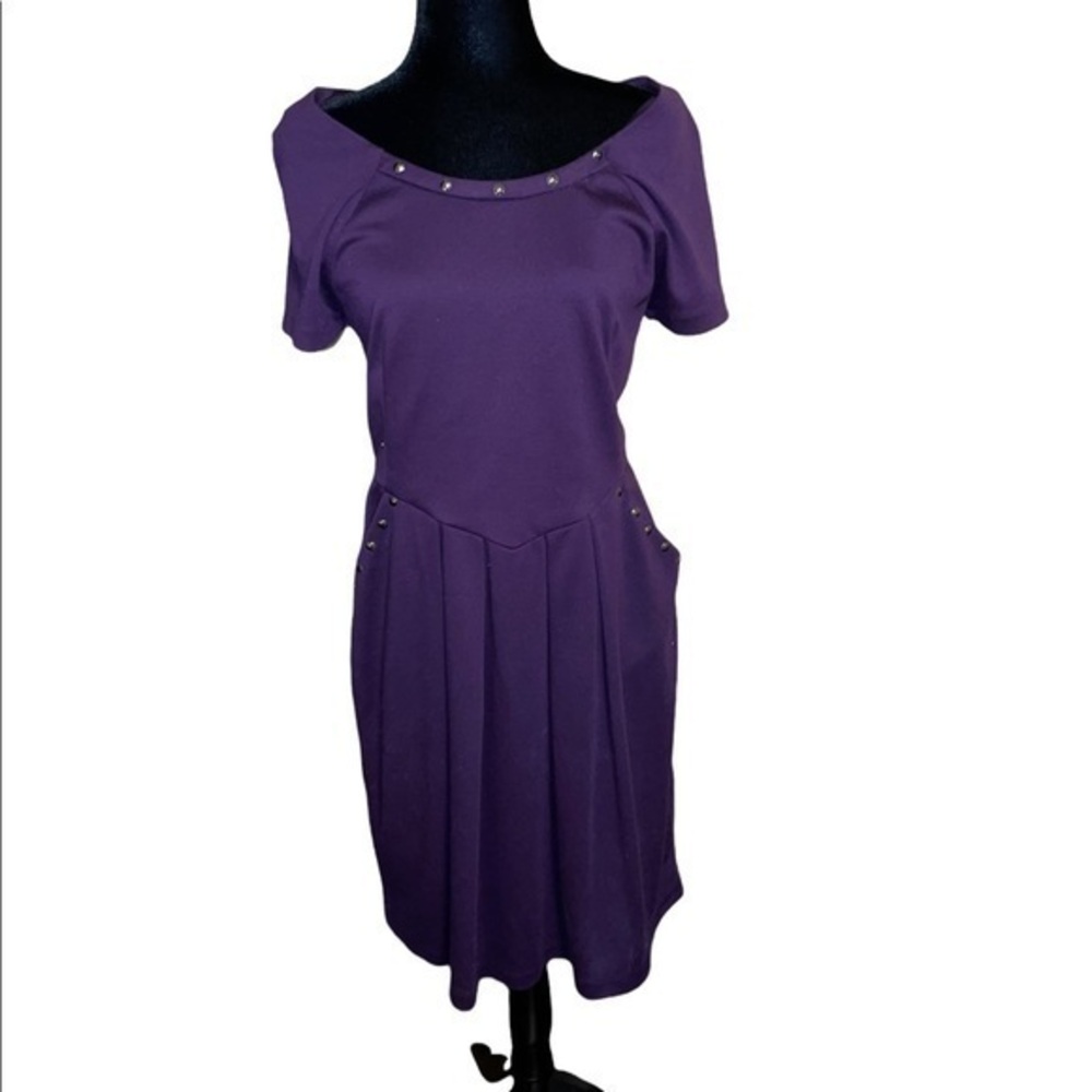 Vintage S L FASHIONS Purple Eggplant Midi Dress Size 12